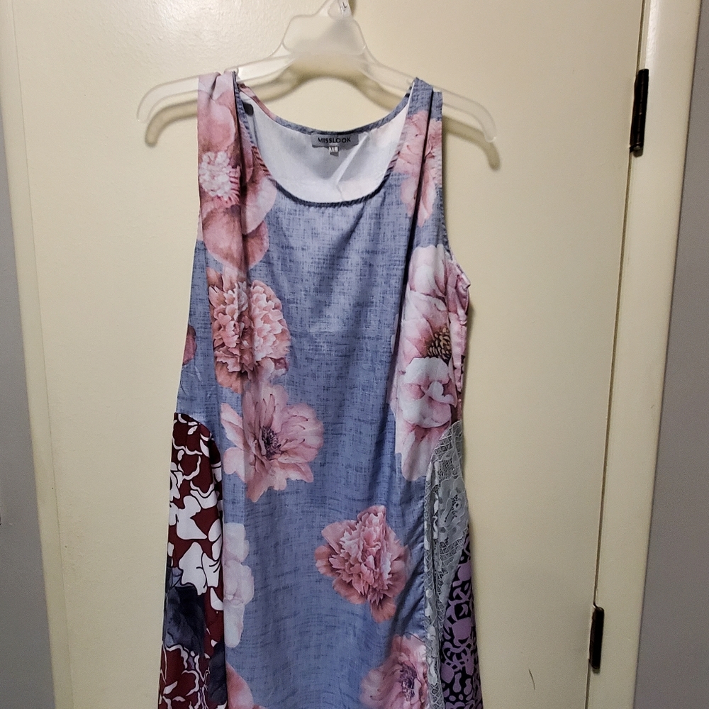 Tank-top style, above the knee, floral pattern dress